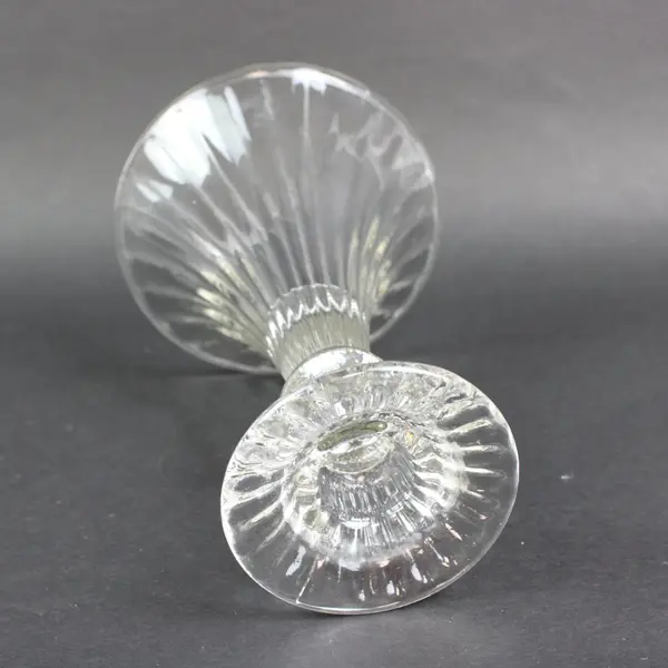 Clear Glass Fluted Faceted Candlestick Holder Taper Candle 