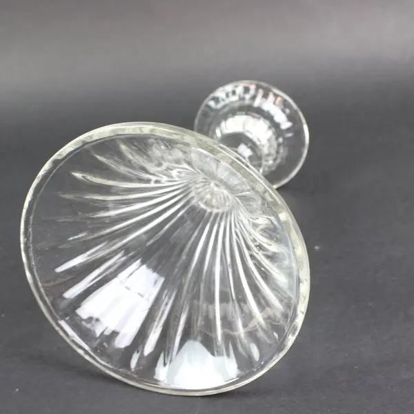 Clear Glass Fluted Faceted Candlestick Holder Taper Candle 
