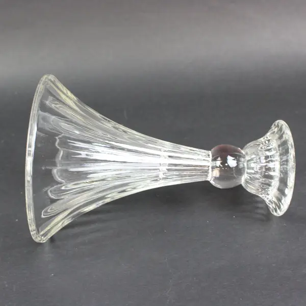 Clear Glass Fluted Faceted Candlestick Holder Taper Candle 