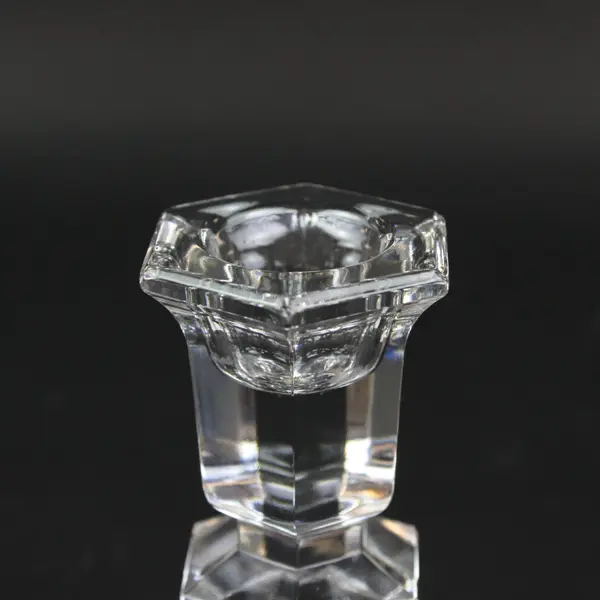 Clear Cut Crystal Taper Candle Holder Faceted Geometric Single