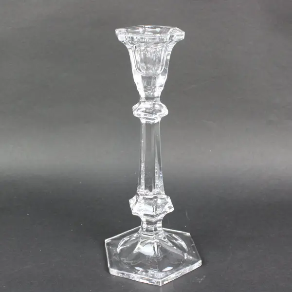 Clear Crystal Glass Faceted Taper Candlestick Holder