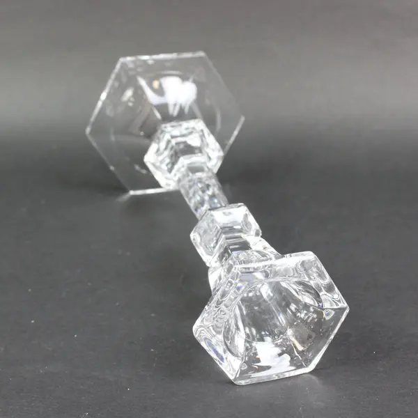 Clear Crystal Glass Faceted Taper Candlestick Holder