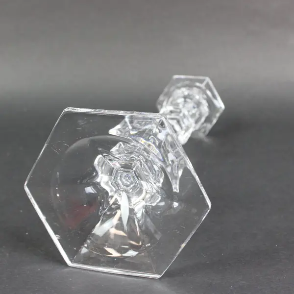 Clear Crystal Glass Faceted Taper Candlestick Holder
