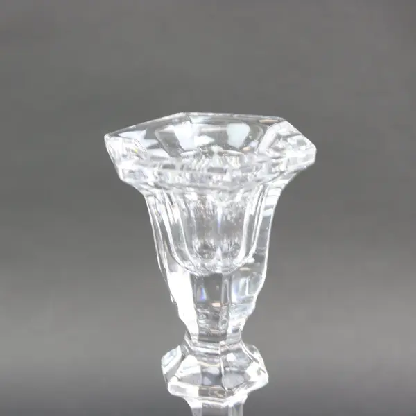 Clear Crystal Glass Faceted Taper Candlestick Holder