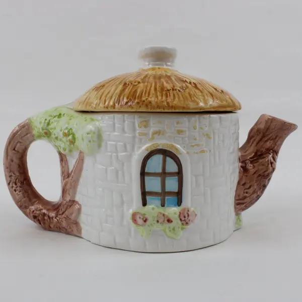 OCI Omnibus by Fitz & Floyd Ceramic Bunny Family Cottage Teapot with Lid