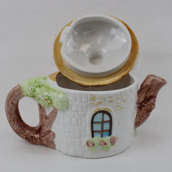 OCI Omnibus by Fitz & Floyd Ceramic Bunny Family Cottage Teapot with Lid