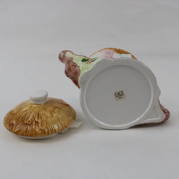 OCI Omnibus by Fitz & Floyd Ceramic Bunny Family Cottage Teapot with Lid