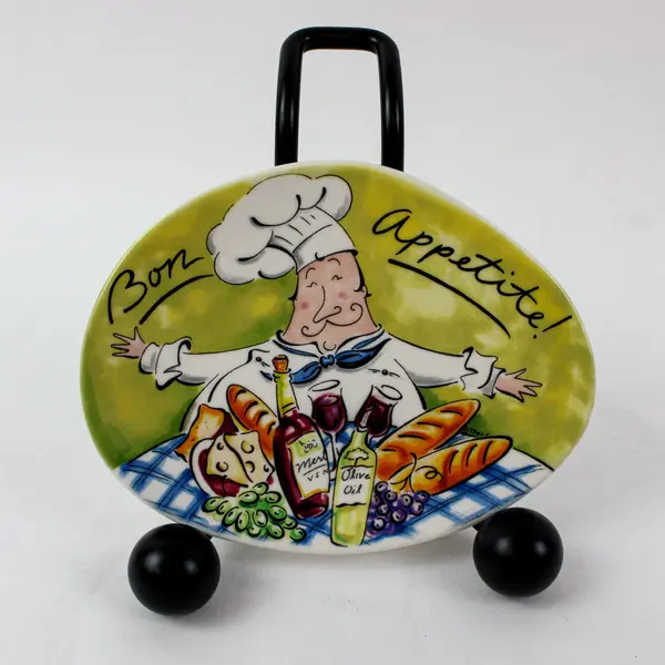 Mud Pie Bon Appetit Tracy Chef Flickinger Set of 3 Ceramic Plates