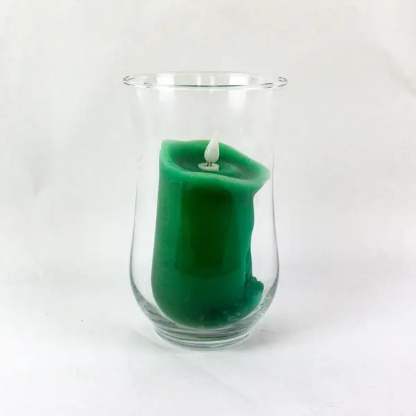 Solare Green Battery Run Flameless Candle Timer Clear Glass Hurricane Holder