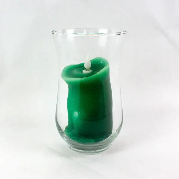 Solare Green Battery Run Flameless Candle Timer Clear Glass Hurricane Holder
