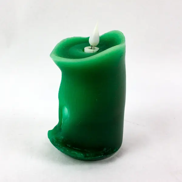 Solare Green Battery Run Flameless Candle Timer Clear Glass Hurricane Holder