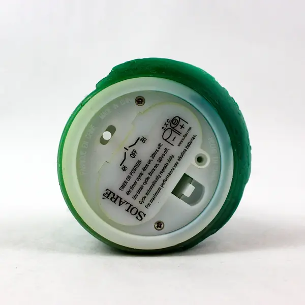 Solare Green Battery Run Flameless Candle Timer Clear Glass Hurricane Holder