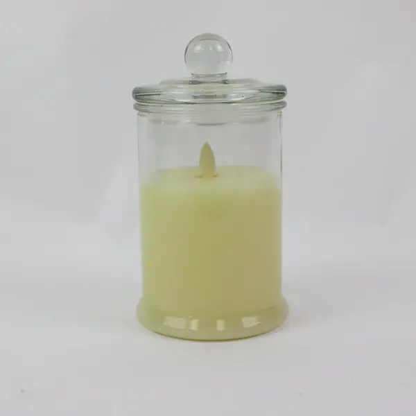 Luminara Flameless LED Candle Glass Jar Yellow Wax Glass Lid Knob