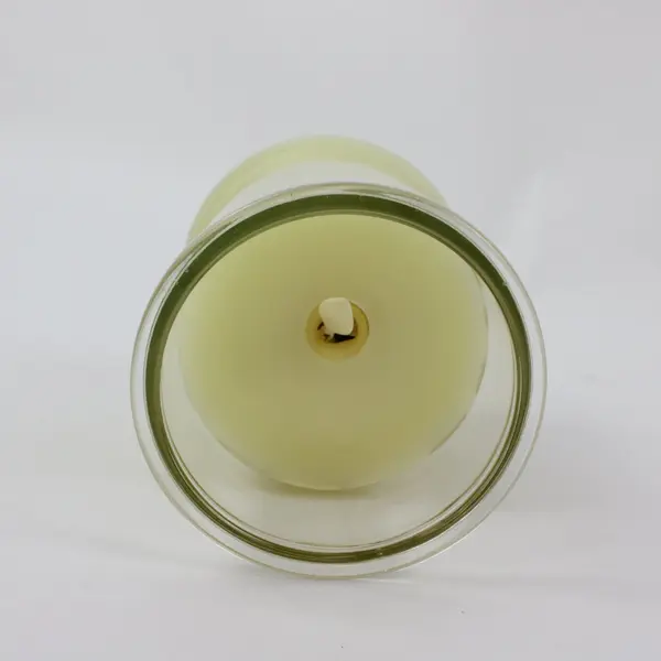 Luminara Flameless LED Candle Glass Jar Yellow Wax Glass Lid Knob