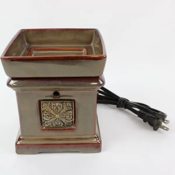 Scentsy Celtic Cross Full Size Brown Ceramic Electric Wax Warmer