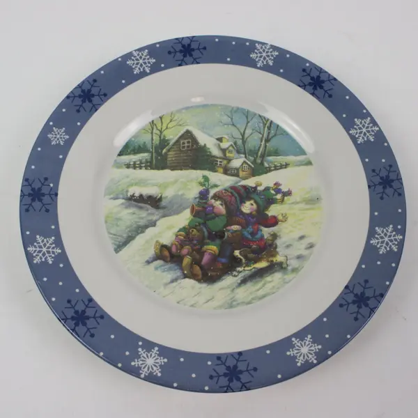 Jo-Ann Stores Winter Sledding Children Seasonal Decorative Plate