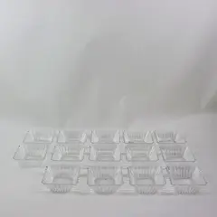 Set of 14 Clear Fluted Square Plastic Dessert Bowls 5.5"