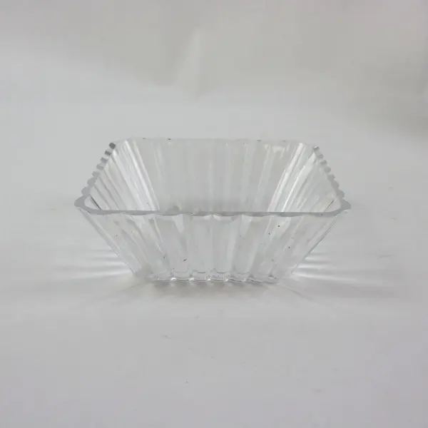 Set of 14 Clear Fluted Square Plastic Dessert Bowls 5.5"