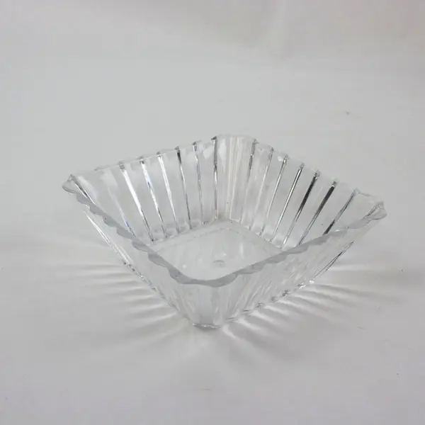 Set of 14 Clear Fluted Square Plastic Dessert Bowls 5.5"