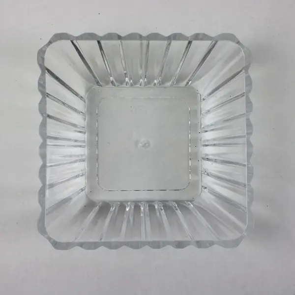 Set of 14 Clear Fluted Square Plastic Dessert Bowls 5.5"