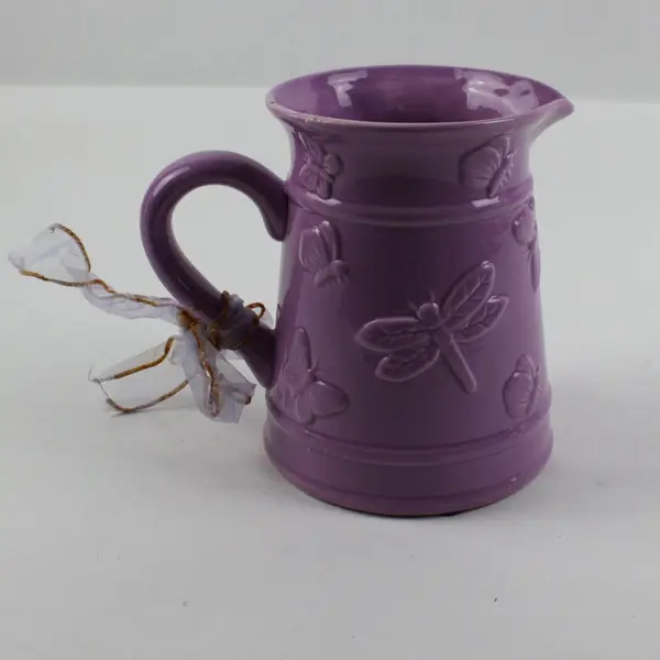 Lavender Butterfly Dragonfly Embossed Decorative Pitcher Jug