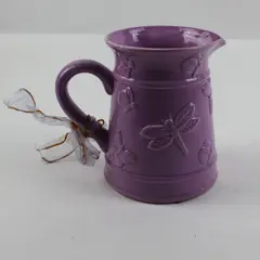 Lavender Butterfly Dragonfly Embossed Decorative Pitcher Jug