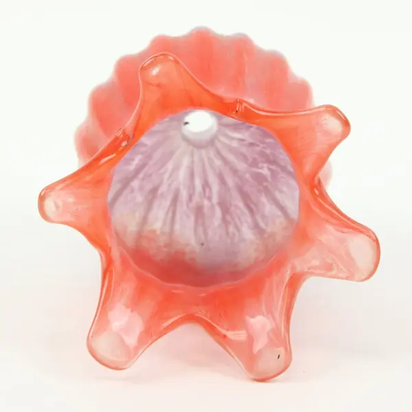 Vintage Art Glass Lamp Shade Orange Purple Tulip Fluted Rim
