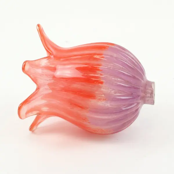 Vintage Art Glass Lamp Shade Orange Purple Tulip Fluted Rim