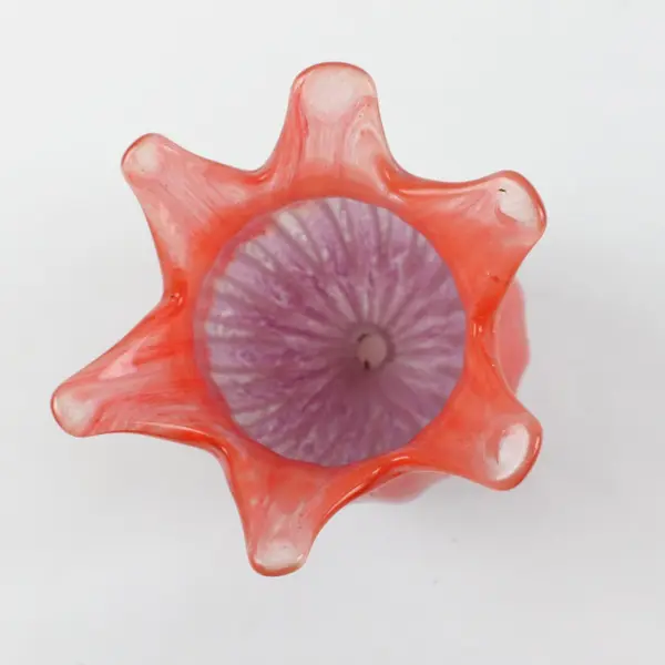 Vintage Art Glass Lamp Shade Orange Purple Tulip Fluted Rim