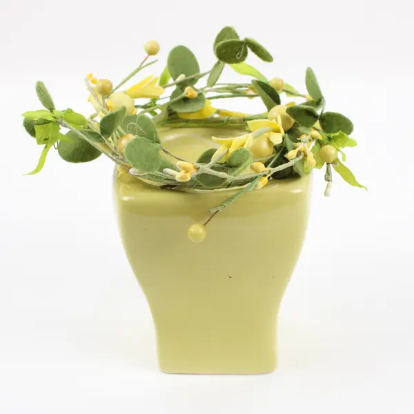 Yellow Green Pillar Candle Pedestal 