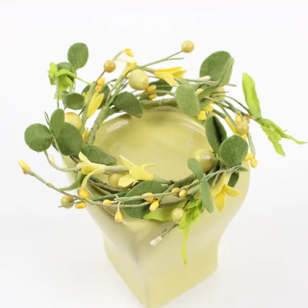 Yellow Green Pillar Candle Pedestal 