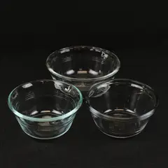 Lot of 3 Clear Glass Dessert Bowls 2 Pyrex 1 Anchor Hocking