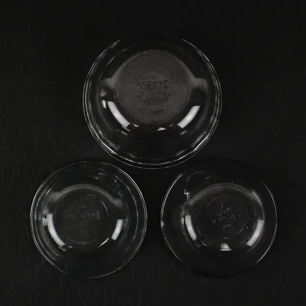 Lot of 3 Clear Glass Dessert Bowls 2 Pyrex 1 Anchor Hocking