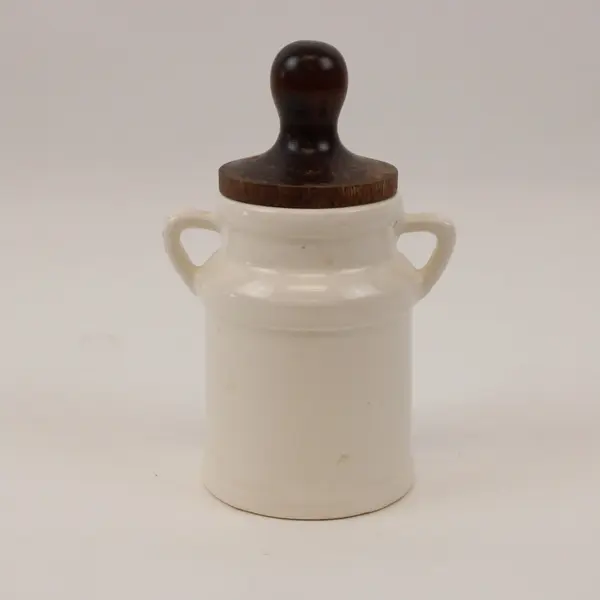 White Bar-B-Q Sauce Jar with Basting Brush Kitchen Serving Canister