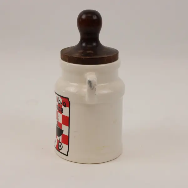 White Bar-B-Q Sauce Jar with Basting Brush Kitchen Serving Canister