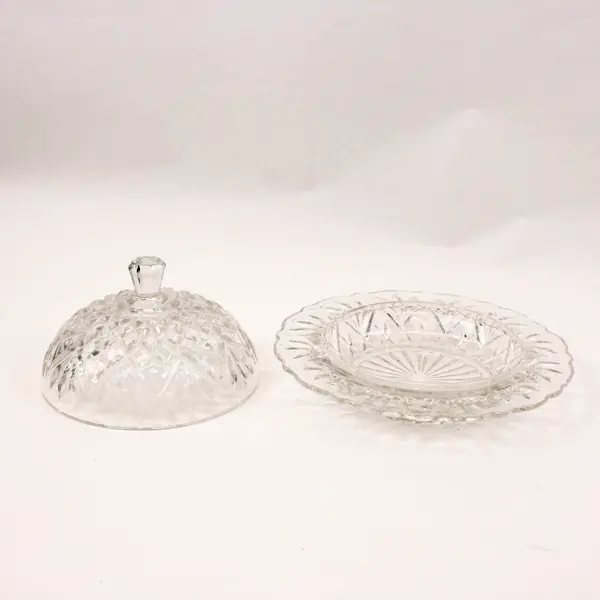 Vintage Anchor Hocking Prescut Pineapple Glass Covered Butter Cheese Dish