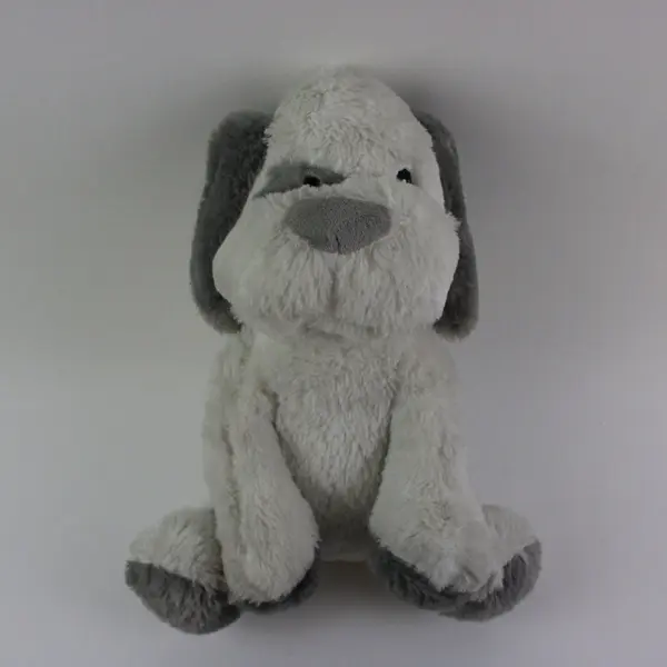SilverOne Floppy Puppy Plush Dog Gray White Seated 12.5 Inch