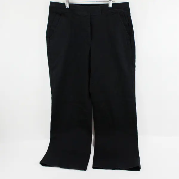 Norm Thompson Women's Petite 10P Black Straight Leg Pants Cotton Stretch