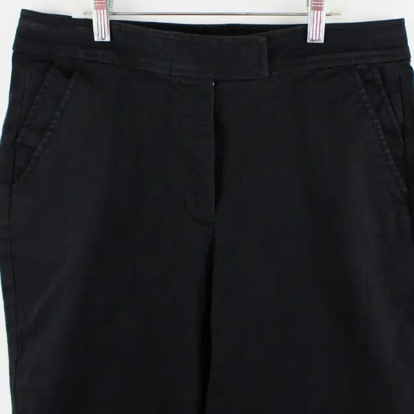 Norm Thompson Women's Petite 10P Black Straight Leg Pants Cotton Stretch