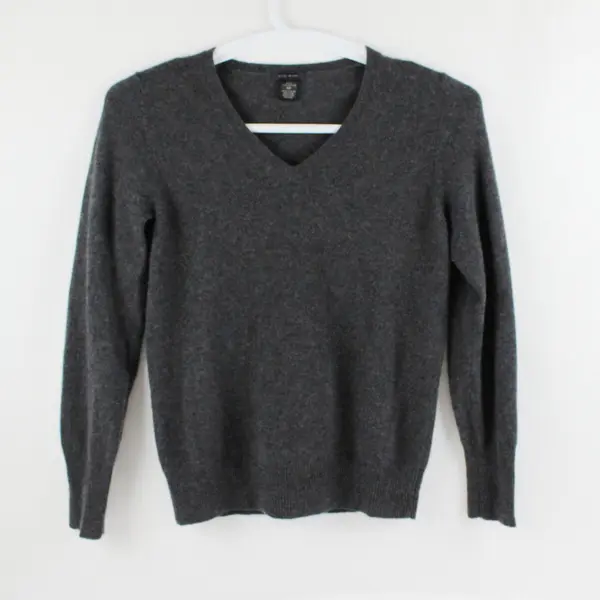 Only Mine Women's 100% Cashmere 2-Ply Sweater Dark Gray MP