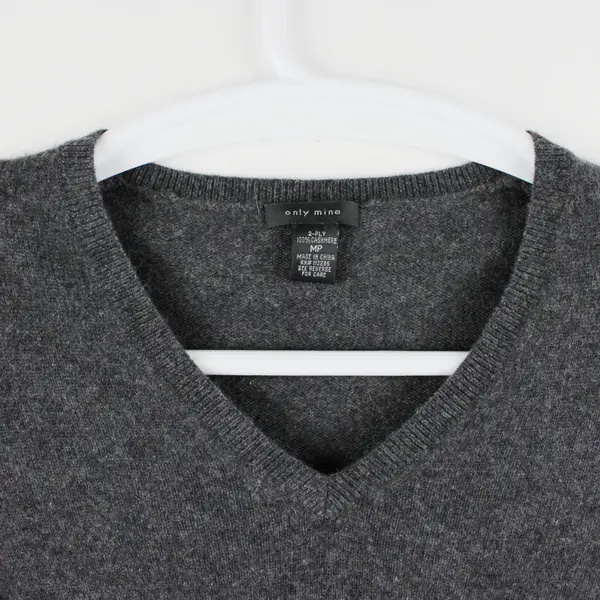 Only Mine Women's 100% Cashmere 2-Ply Sweater Dark Gray MP