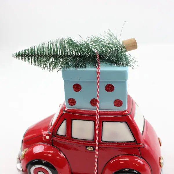 Allen Roth Red Car Bottlebrush Tree Christmas Holiday Decor