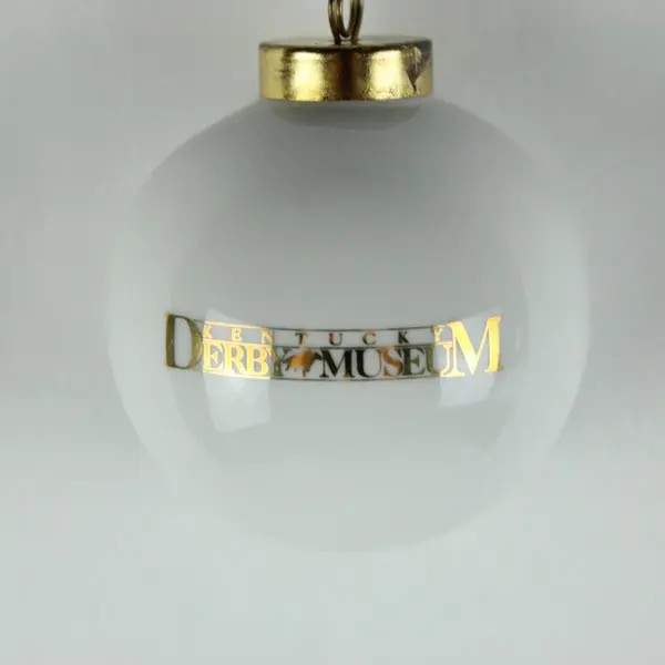 Vintage Kentucky Derby Museum Horse Jockey Christmas Ornament Round White