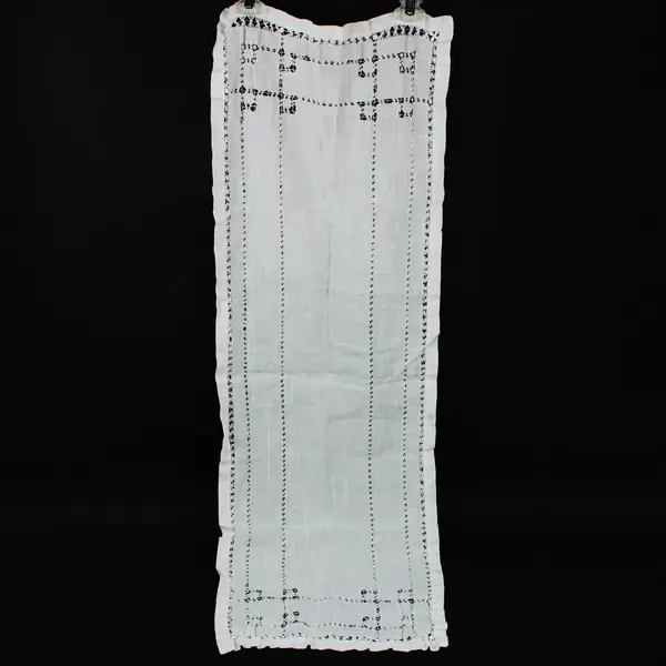 Vintage Cream Linen Embroidered Tablecloth