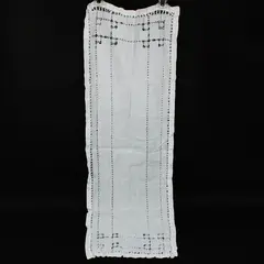 Vintage Cream Linen Embroidered Tablecloth