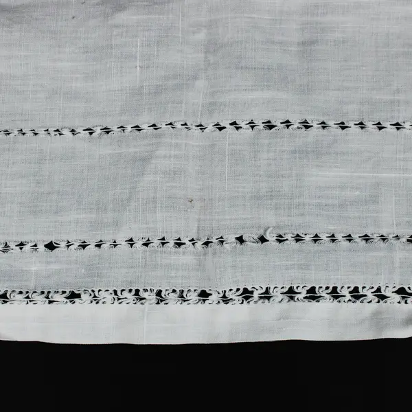 Vintage Cream Linen Embroidered Tablecloth