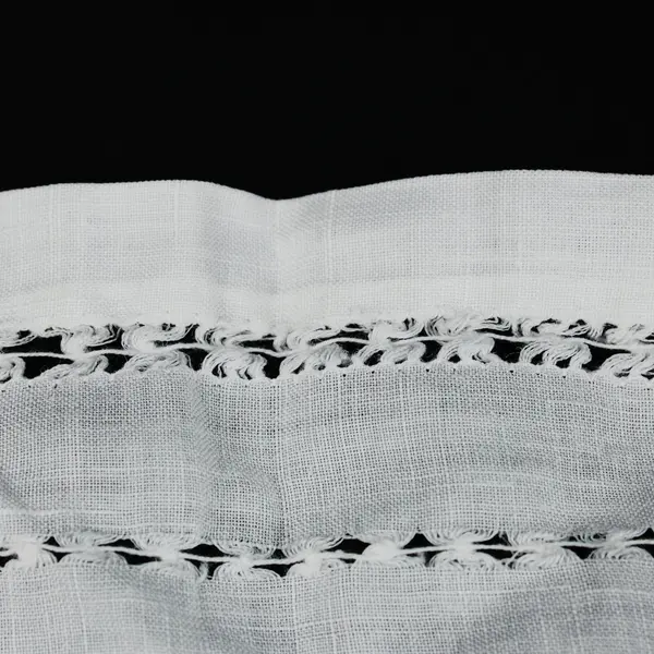 Vintage Cream Linen Embroidered Tablecloth