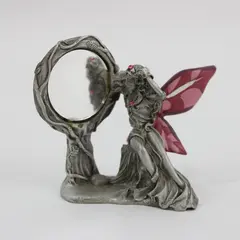1992 Ridolfi Gallo Pewter Fairy Figurine with Mirror Pink Crystals 2.25in