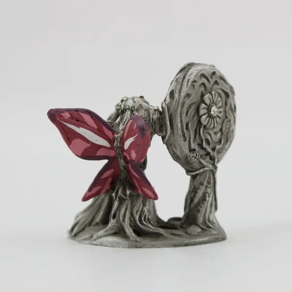 1992 Ridolfi Gallo Pewter Fairy Figurine with Mirror Pink Crystals 2.25in