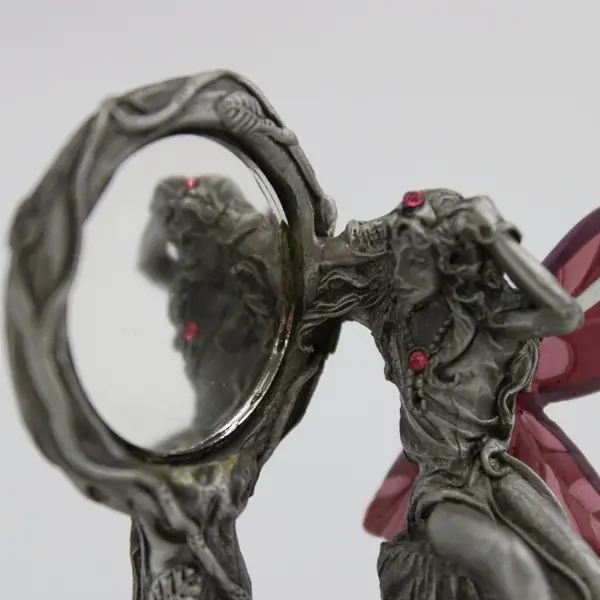 1992 Ridolfi Gallo Pewter Fairy Figurine with Mirror Pink Crystals 2.25in